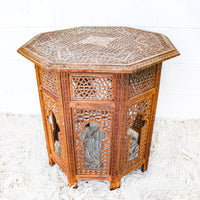 Teak Hexagon Side Table with Fold Down Base (1 Left)
