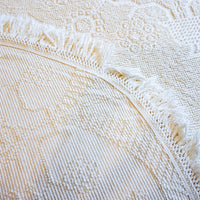 Pilgrim Pride Queen Size Nubby White Cotton Blanket Bedspread Throw with Fringe and Rounded Corners
