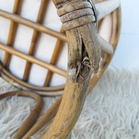 Bentwood Bamboo Stool Ottoman with Suzani Cushion