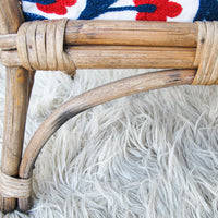 Childrens Kids Rattan and Bamboo Lounge Patio Chairs with Suzani Fabric Cushions