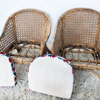 Childrens Kids Rattan and Bamboo Lounge Patio Chairs with Suzani Fabric Cushions