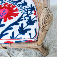 Childrens Kids Rattan and Bamboo Lounge Patio Chairs with Suzani Fabric Cushions