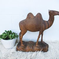 Carved Wood Camel Statue Sculpture