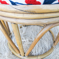 Bentwood Bamboo Stool Ottoman with Suzani Cushion