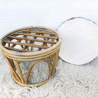 Bentwood Bamboo Stool Ottoman with Suzani Cushion