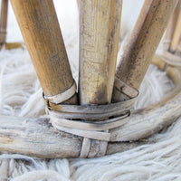 Bentwood Bamboo Stool Ottoman with Suzani Cushion