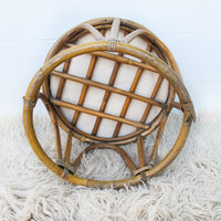 Bentwood Bamboo Stool Ottoman with Suzani Cushion