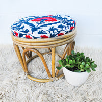 Bentwood Bamboo Stool Ottoman with Suzani Cushion