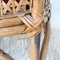 Childrens Kids Rattan and Bamboo Lounge Patio Chairs with Suzani Fabric Cushions