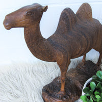 Carved Wood Camel Statue Sculpture