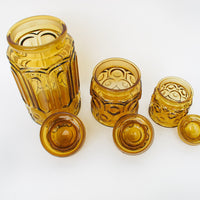 LE Smith Moon and Stars Amber Glass Kitchen Canister Set