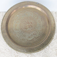 Brass Tray Top Spider Table with Folding Wood Base