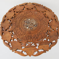 Teak Wood Table Plant Stand with Inlay