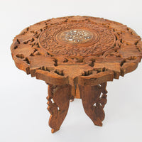 Teak Wood Table Plant Stand with Inlay