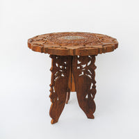 Teak Wood Table Plant Stand with Inlay