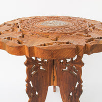 Teak Wood Table Plant Stand with Inlay