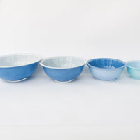 Set of Four Nesting Pyrex Blue Mixing Bowls