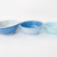 Set of Four Nesting Pyrex Blue Mixing Bowls