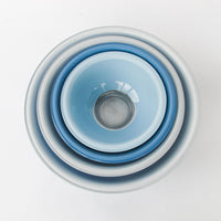 Set of Four Nesting Pyrex Blue Mixing Bowls