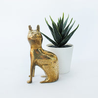 Etched Brass Cat Sculpture Figure