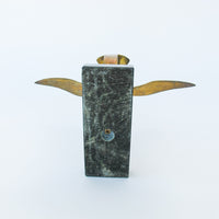 Solid Brass Bird with Black Marble Base - Curtis Jere Style