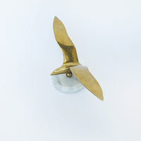Brass Bird in Flight with White Marble Base - Made in Taiwan