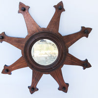 Starburst Mirror with Wood Frame