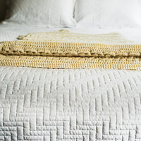 Knitted Crochet Ivory Throw Blanket