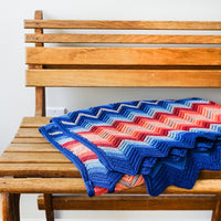 Crochet Knitted Chevron Rainbow Blanket Throw