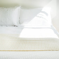 Chevron Knitted Crochet Ivory Throw Blanket