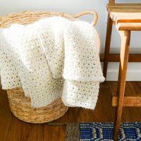 Chevron Knitted Crochet Ivory Throw Blanket