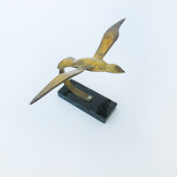 Solid Brass Bird with Black Marble Base - Curtis Jere Style