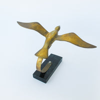 Solid Brass Bird with Black Marble Base - Curtis Jere Style