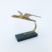 Solid Brass Bird with Black Marble Base - Curtis Jere Style