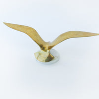 Brass Bird in Flight with White Marble Base - Made in Taiwan