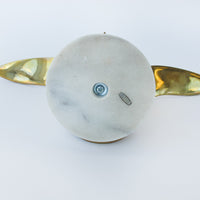 Brass Bird in Flight with White Marble Base - Made in Taiwan