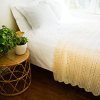 Knitted Crochet Ivory Throw Blanket