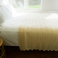 Knitted Crochet Ivory Throw Blanket