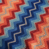 Crochet Knitted Chevron Rainbow Blanket Throw