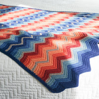 Crochet Knitted Chevron Rainbow Blanket Throw