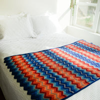 Crochet Knitted Chevron Rainbow Blanket Throw