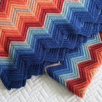 Crochet Knitted Chevron Rainbow Blanket Throw