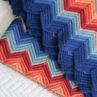 Crochet Knitted Chevron Rainbow Blanket Throw