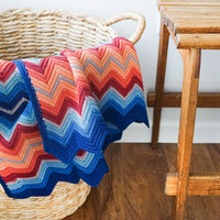 Crochet Knitted Chevron Rainbow Blanket Throw