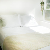 Chevron Knitted Crochet Ivory Throw Blanket