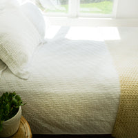 Chevron Knitted Crochet Ivory Throw Blanket