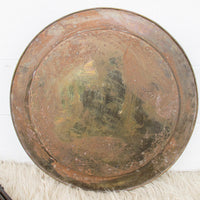 Brass Tray Top Table with Folding Wood Base