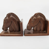 Wood Horse Bookends