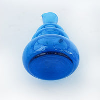 Wavy Blue Glass Serving Water Pitcher Vase