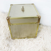 Metallic Chrome and Brass Sheet Metal Wood Trunks (Each Sold Separately)